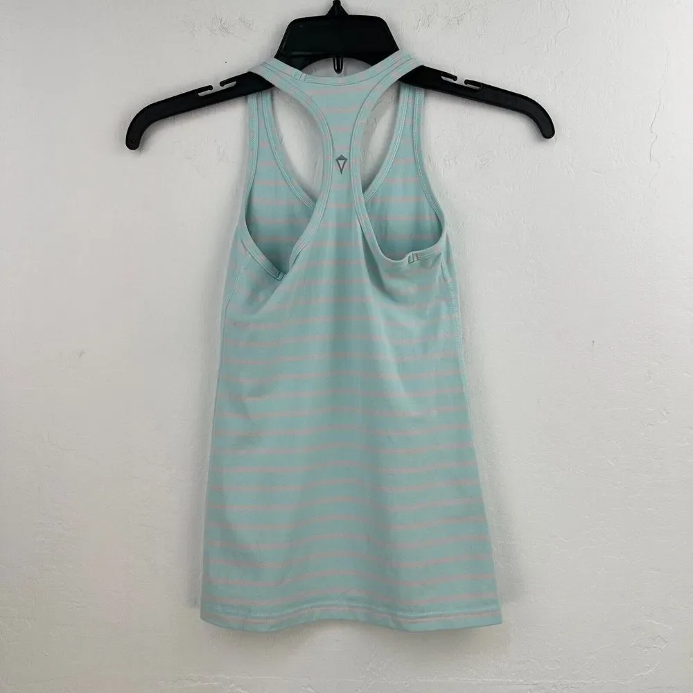 Ivivva Tank Top Kids 10 Pink Blue Striped Nylon Stretch‎ Racerback Scoop Neck